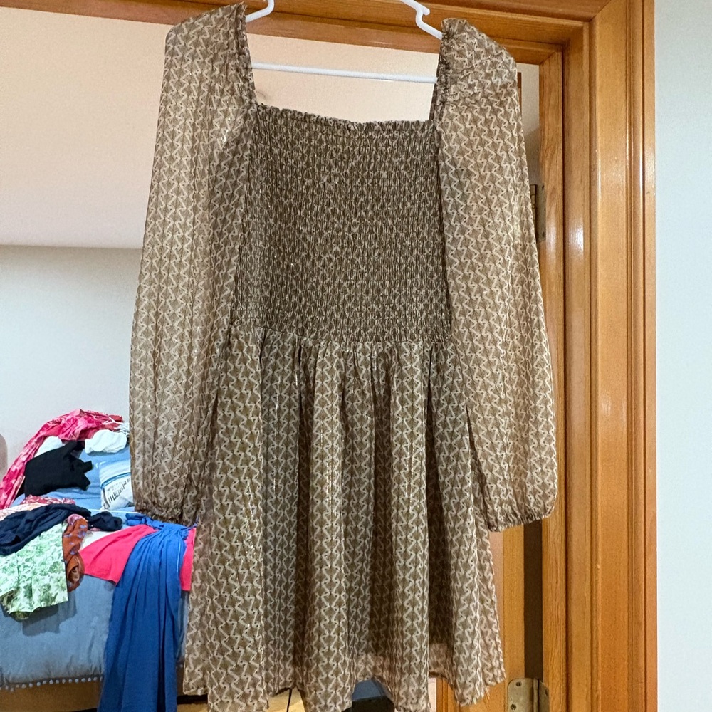 Elegant Brown Patterned Dress